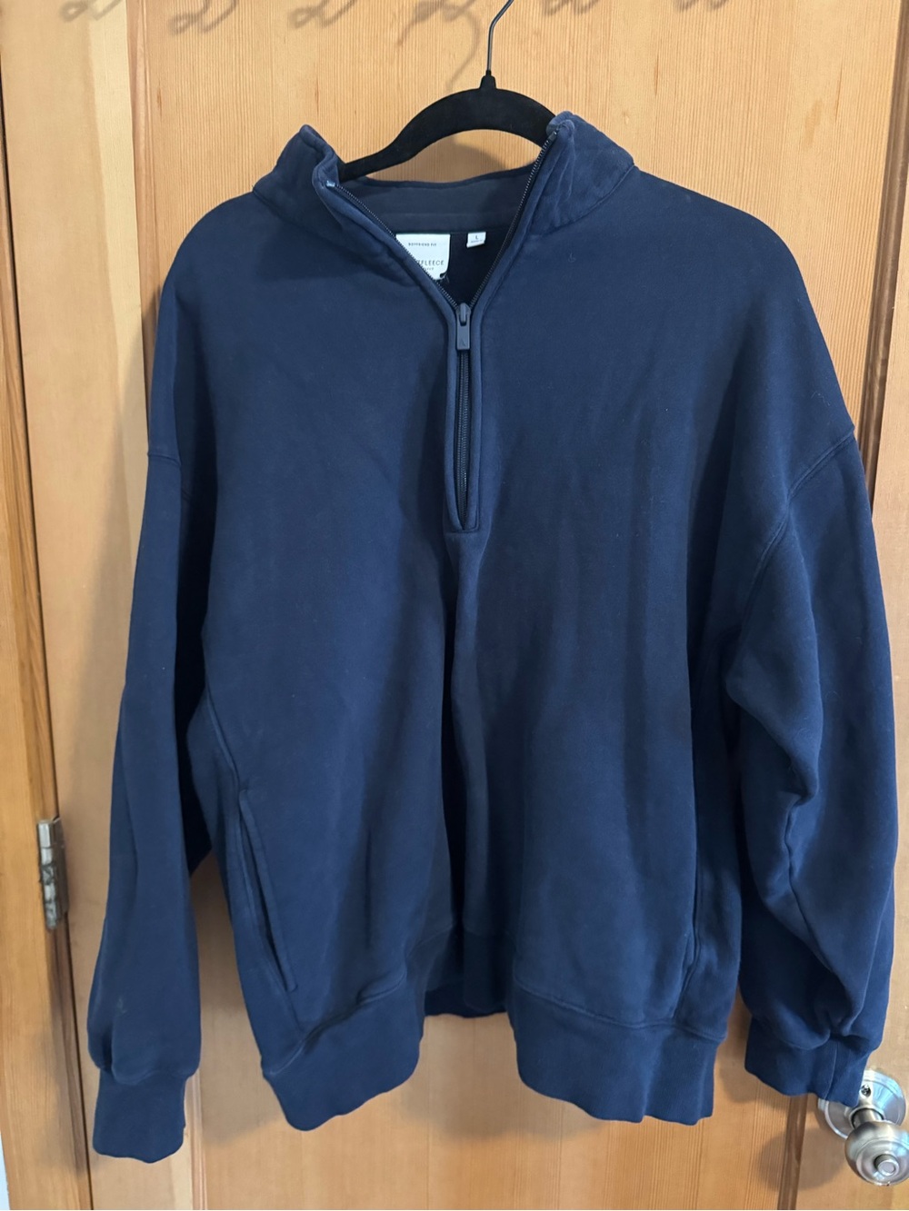 Aritzia Navy Half-Zip Sweater